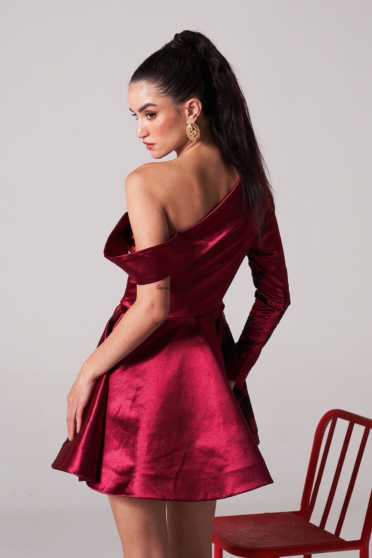 zeel-maroon embroidered dress