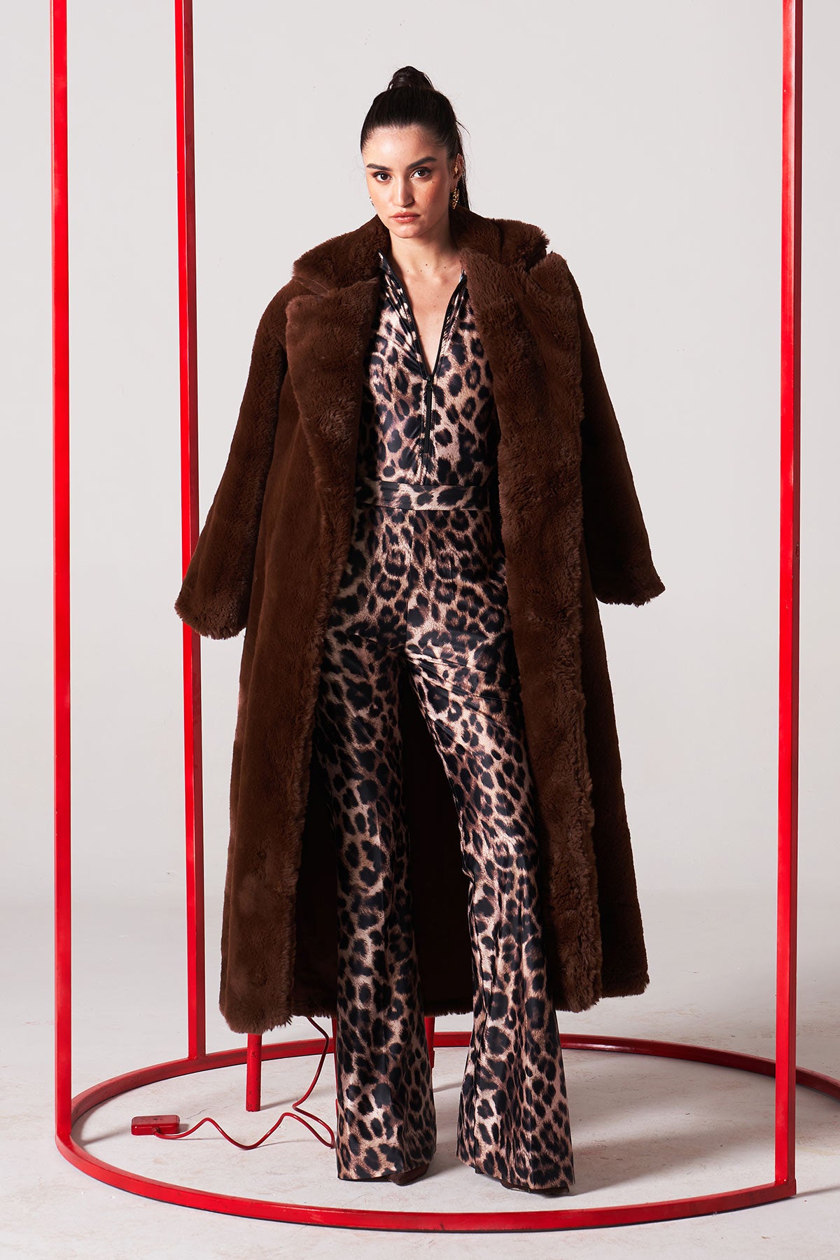 diana brown fur trench jacket