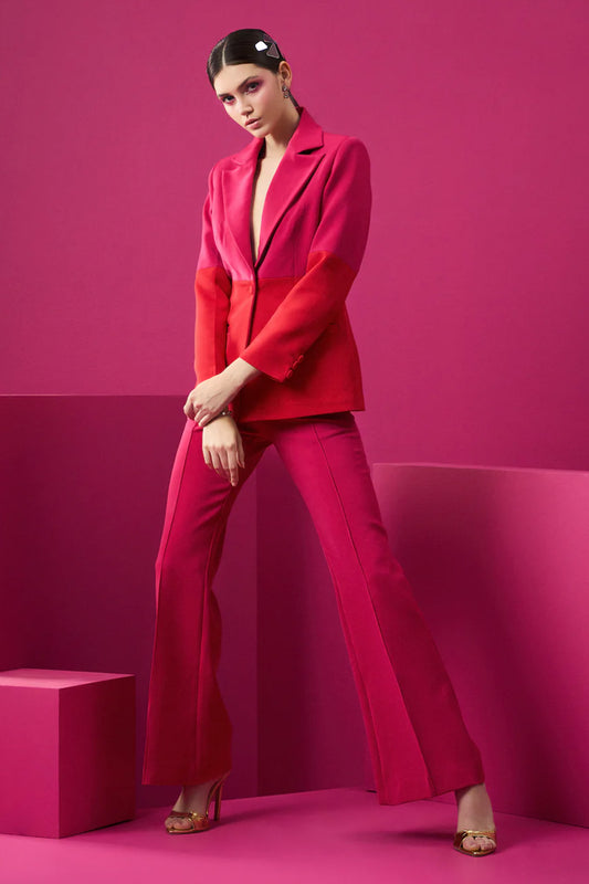 Serene red-pink block power suit