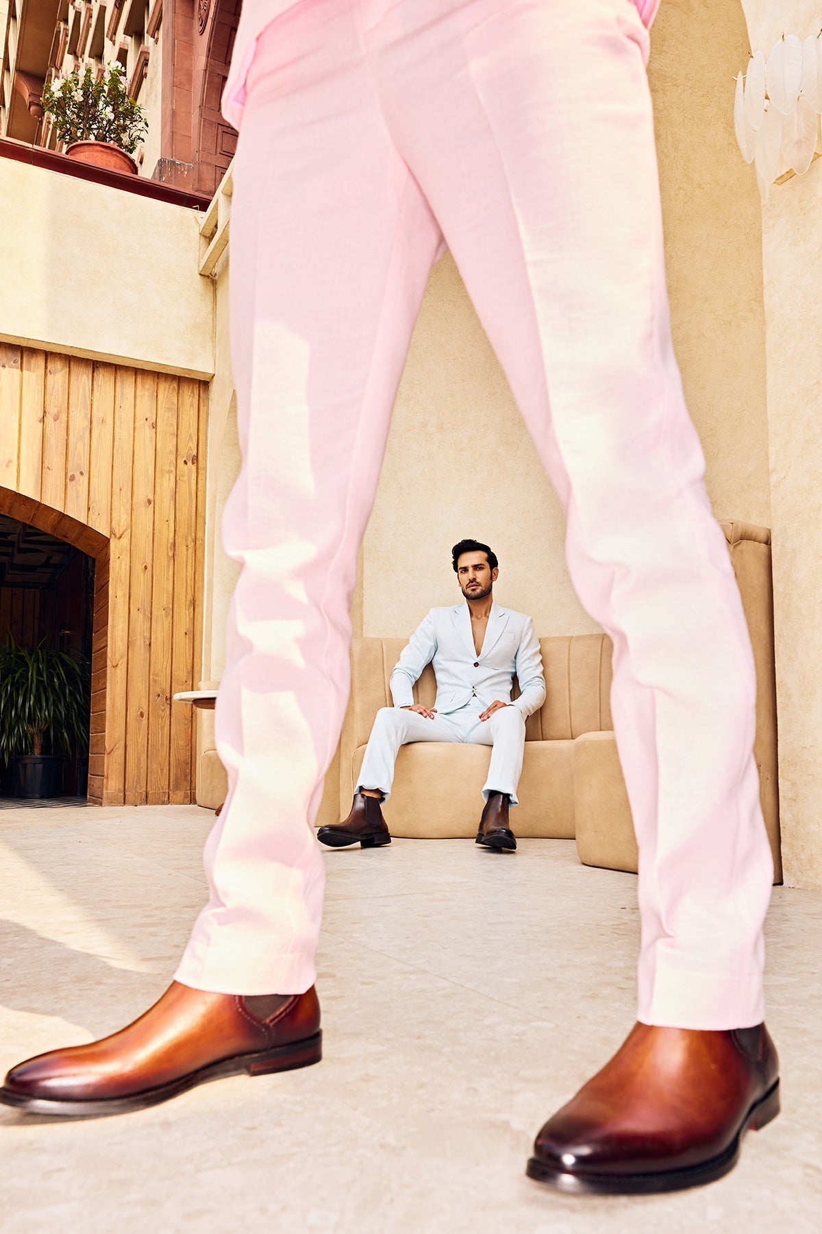 Haze-pink Linen Suit 