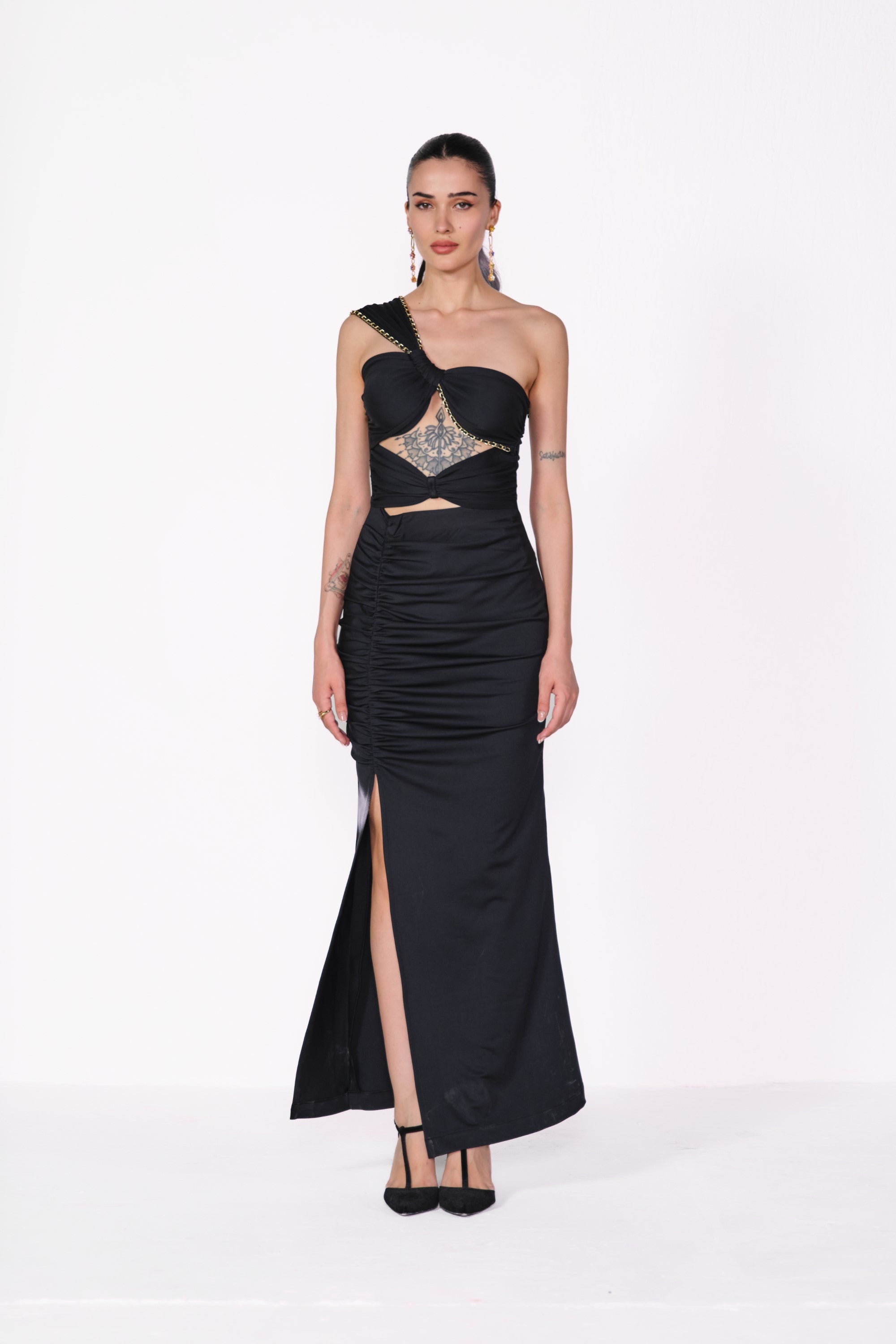 zella-black gathered dress