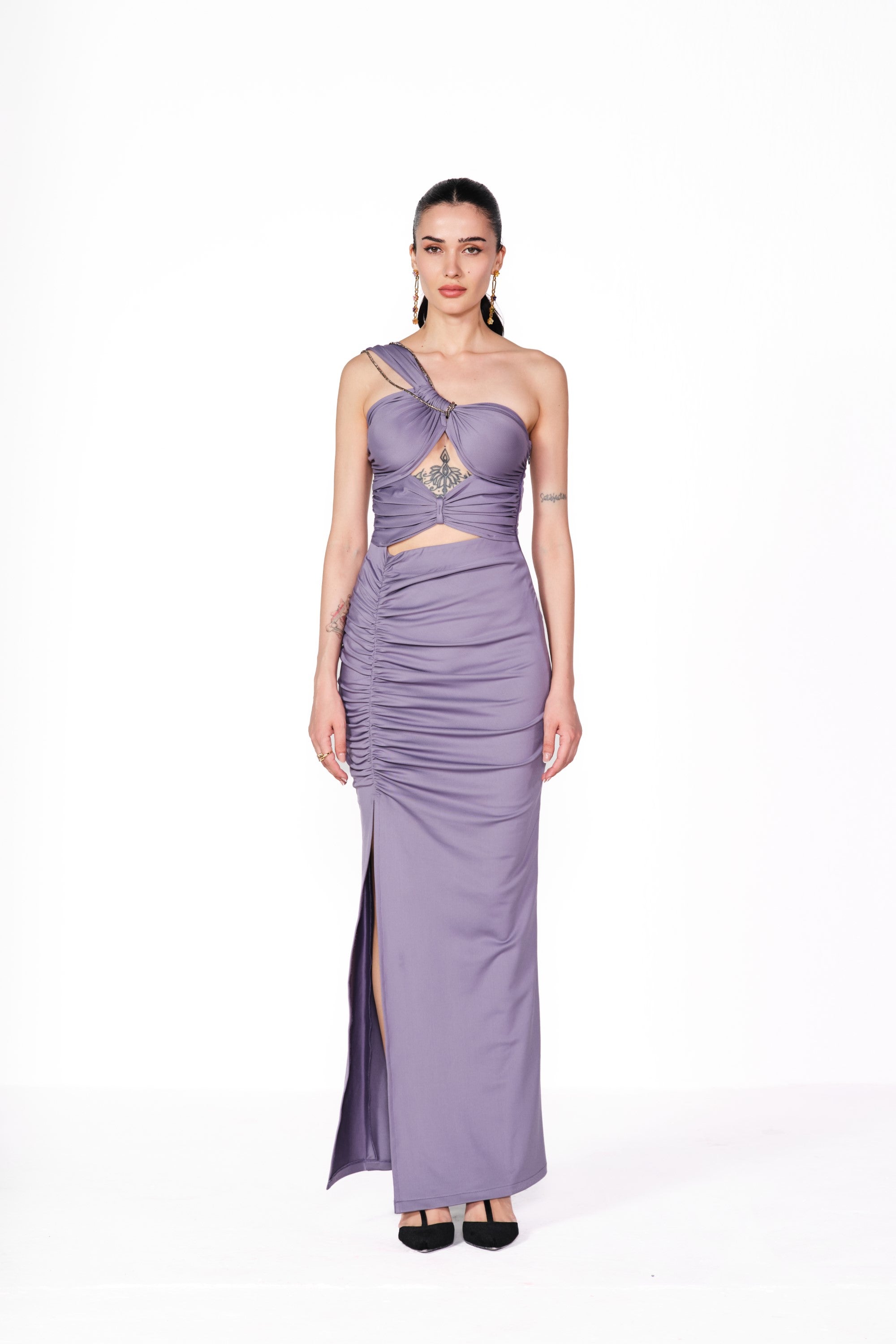 zella-lavender gathered dress