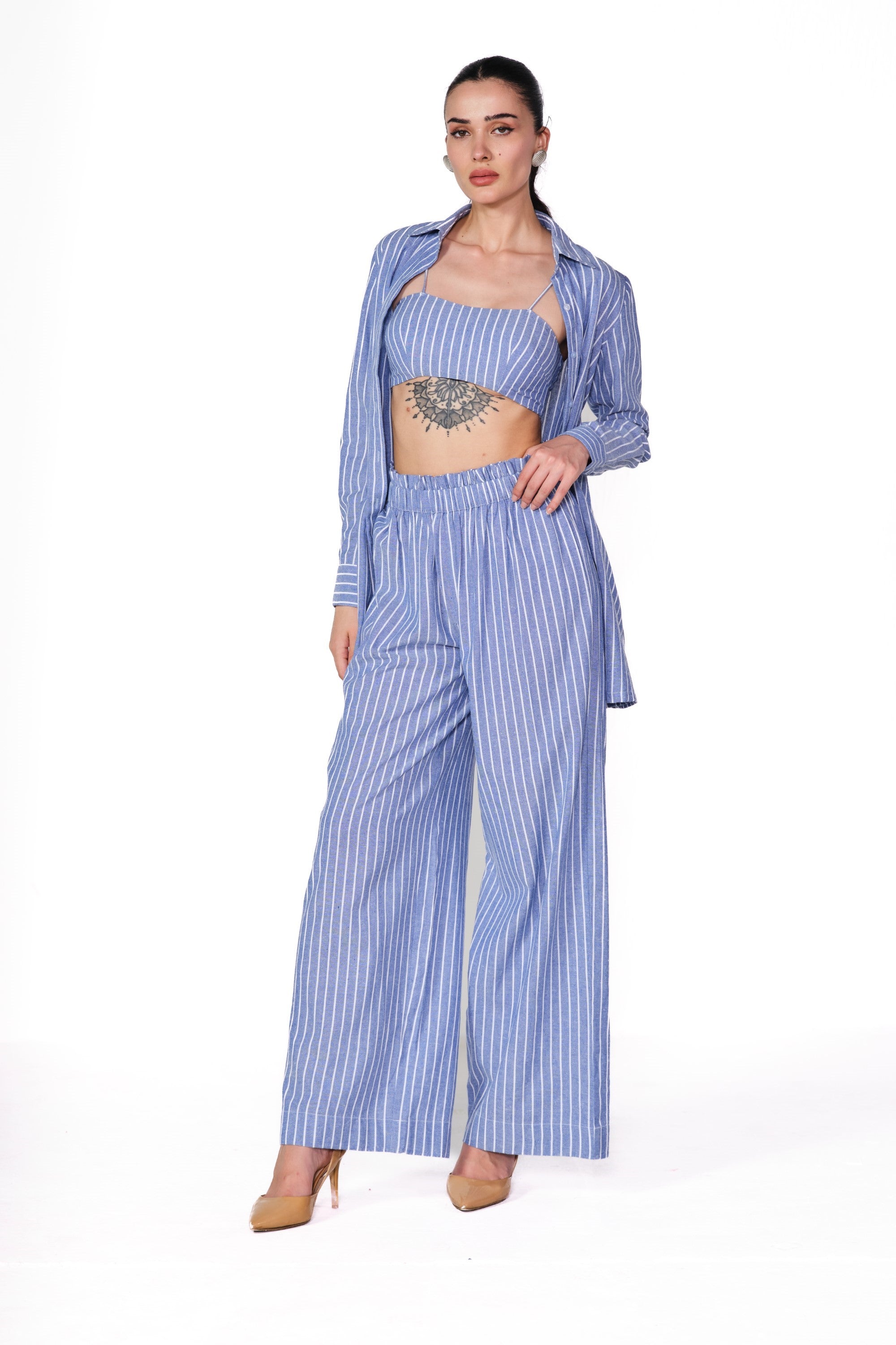 stripe blue cord set