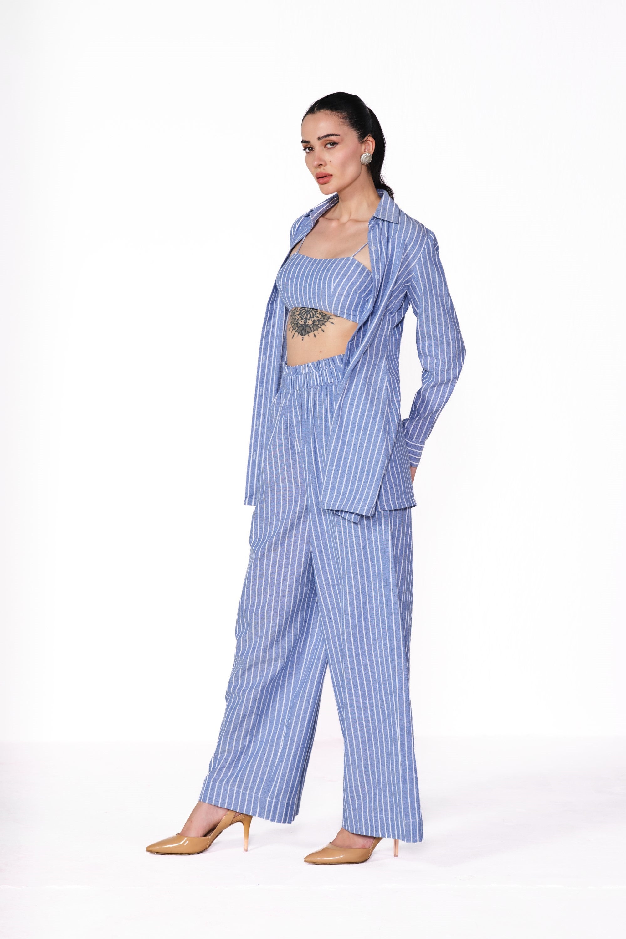 stripe blue cord set