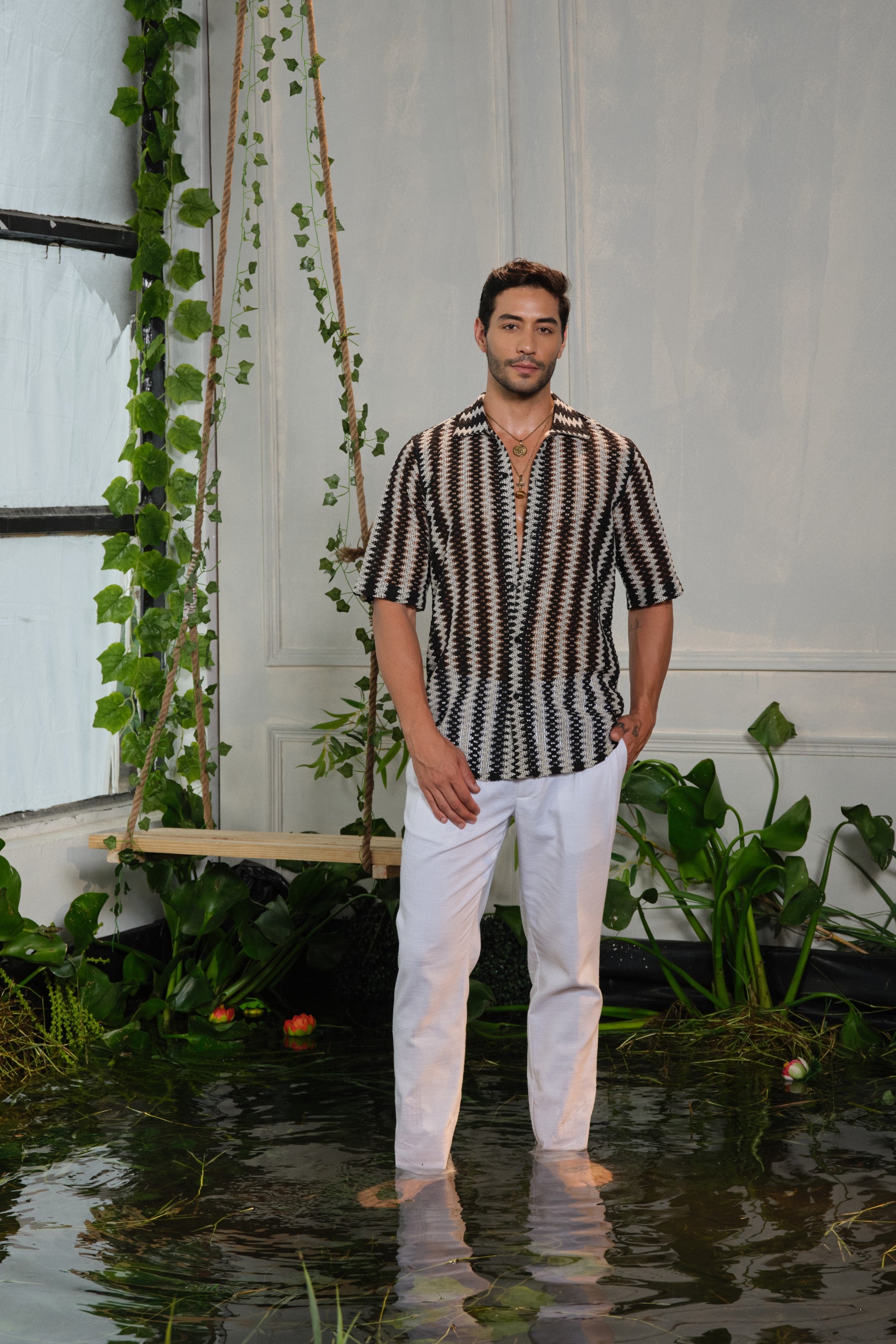 zebra black crochet shirt