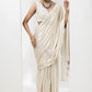 drape pre-stiched ivory metallic saree - handwork pearl crsytal blouse-ivory