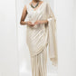 drape pre-stiched ivory metallic saree - handwork pearl crsytal blouse-ivory