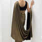 drape pre-stiched metallic saree - handwork pearl crsytal blouse-black gold