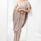 drape pre-stiched  metallic saree - handwork pearl crsytal blouse-black rose gold