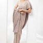 drape pre-stiched  metallic saree - handwork pearl crsytal blouse-black rose gold