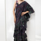 wave-ruffled pre-stiched saree with flauna highlighting blouse