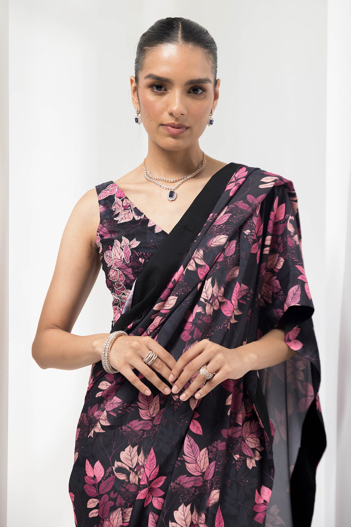 flauna pre-stiched saree