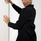 Embossed silk  applique work shirt -black