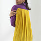 Escape colour-block pleated shirt cord set purple-yellow