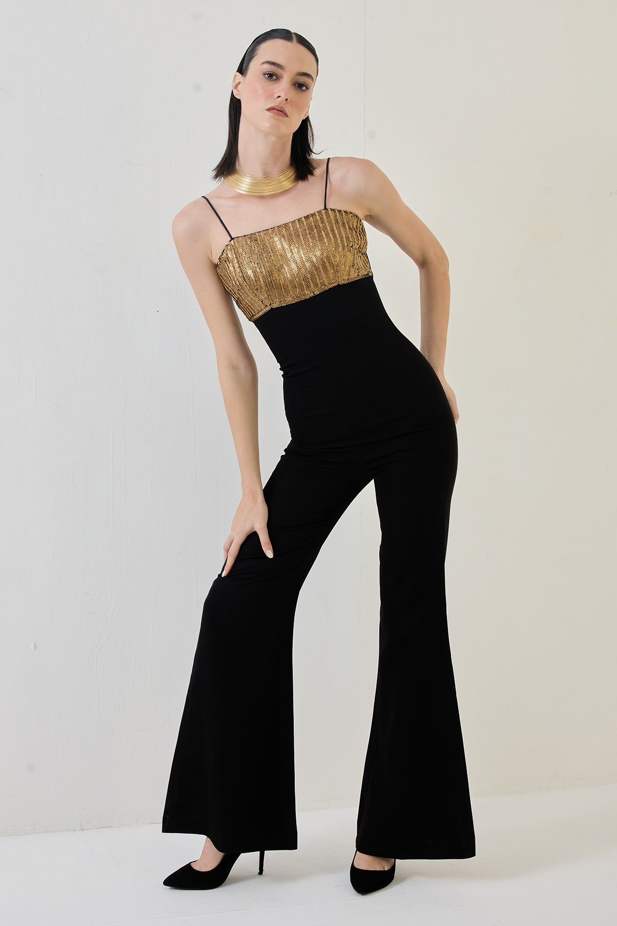 copper gold yollk jumpsuit