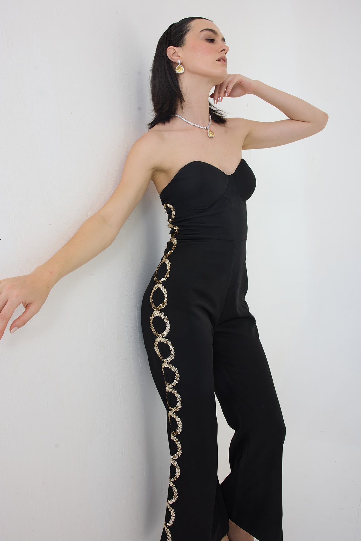 copper-sequence side jumpsuit