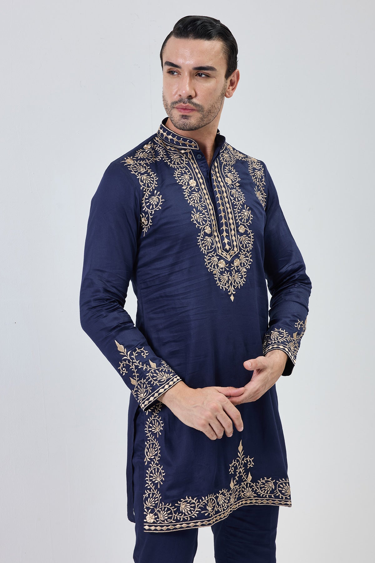 zardozi mehr blue kurta set