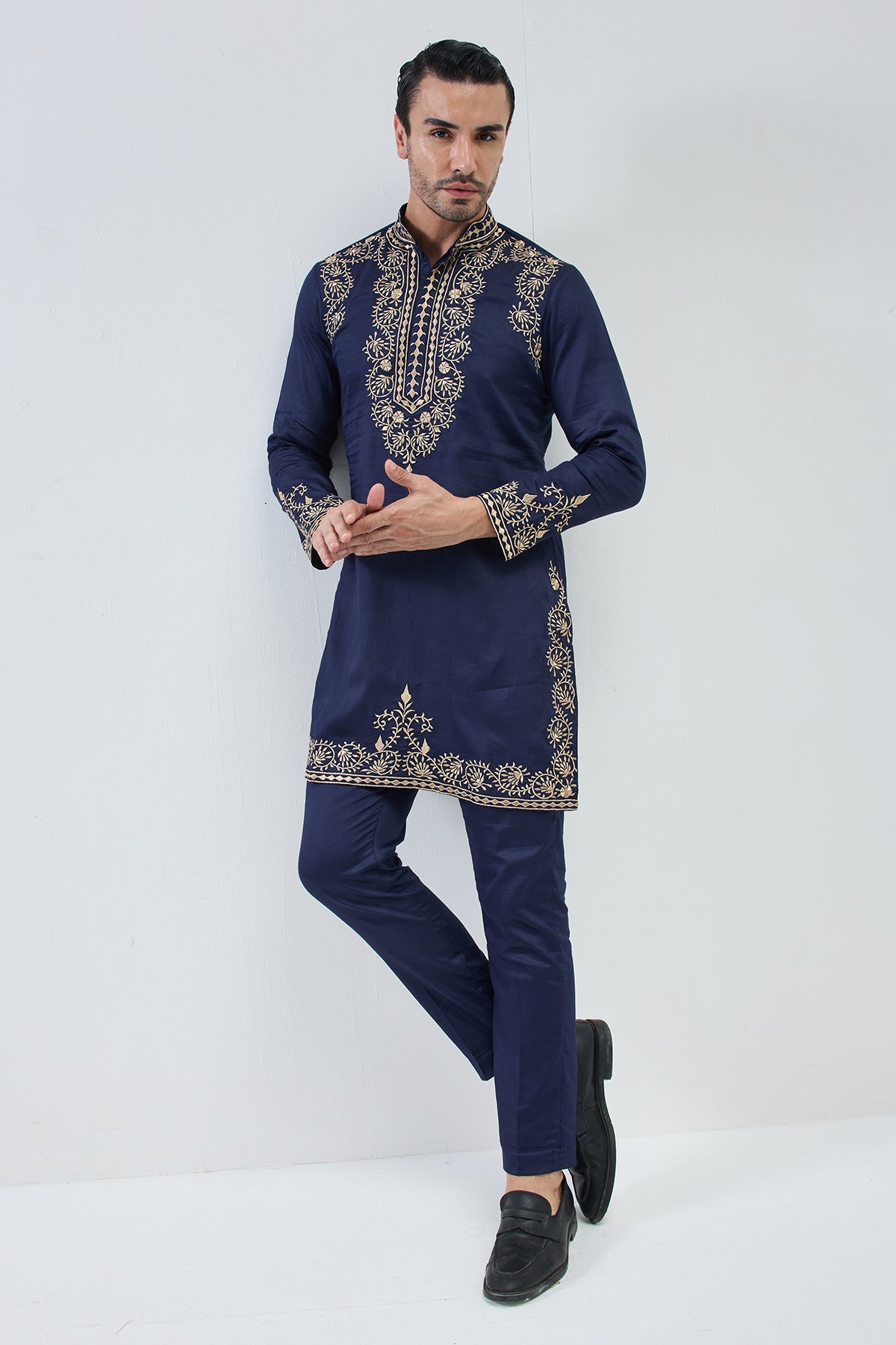 zardozi mehr blue kurta set