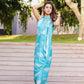 Aqua blue drape dress