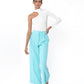 Summer blue pants with classic white bodysuit