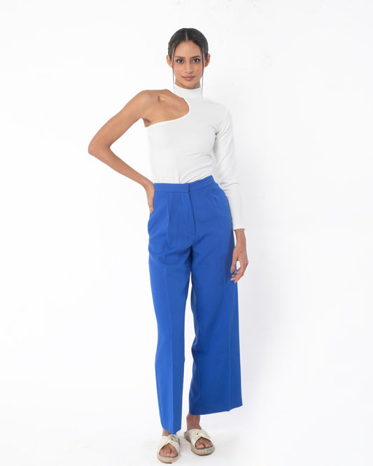 Power blue  pants with classic white bodysuit
