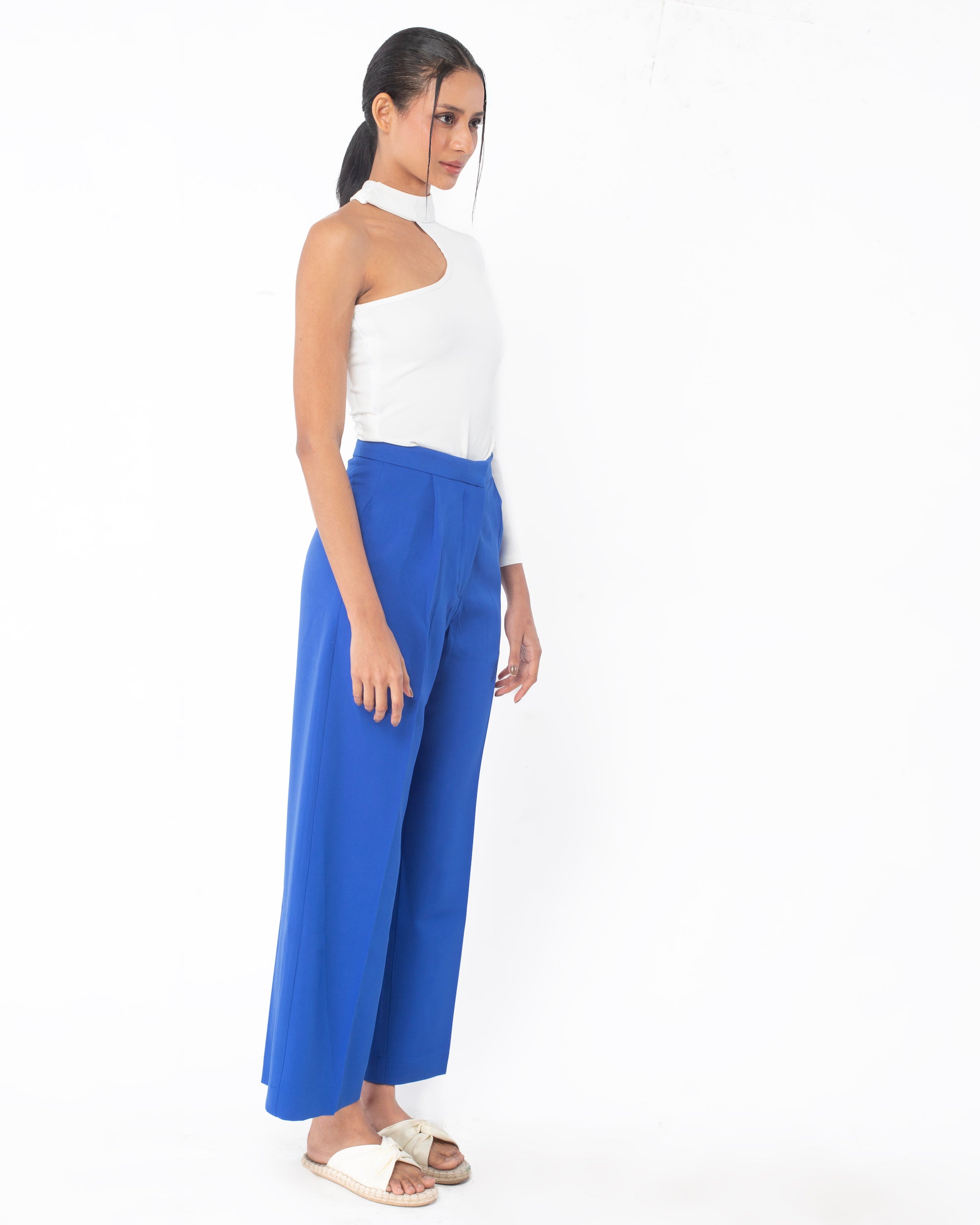 Power blue  pants with classic white bodysuit