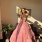 Customised concept ruffle frill palette pink pastel lehnga with rhinestone classic bustier