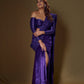 Velvet slit sequence dori-drape purple saree - Huma qureshi