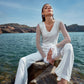 Rhinestone fur white-jumpsuit