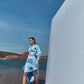 Sky-blue escape frill skirt with organza top