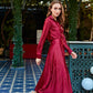 Marina red pleated cord set with skirt