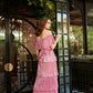 Metallic pink pleated  layer dress