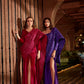 Velvet slit sequence dori-drape pink saree