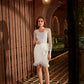 Rhinestone bodysuit with nouba fur skirt