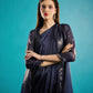 Organza cape with one-shoulder drape dress