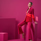 Serene red-pink block power suit