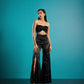Serene-black slit pants coord set