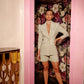 Gigot sleeves blazer with shorts