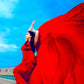 Red trail statment dress