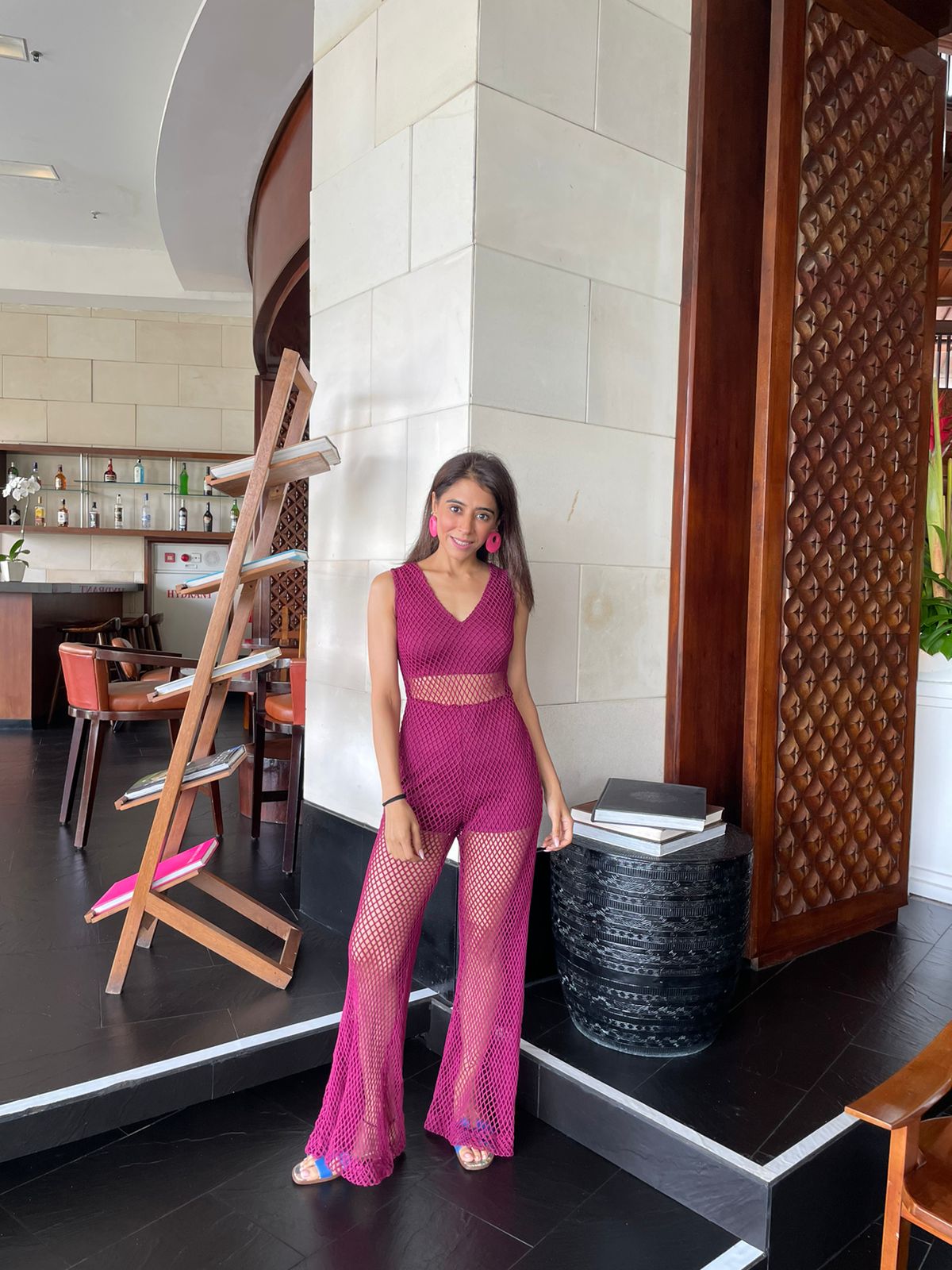 Crochet pink jumpsuit