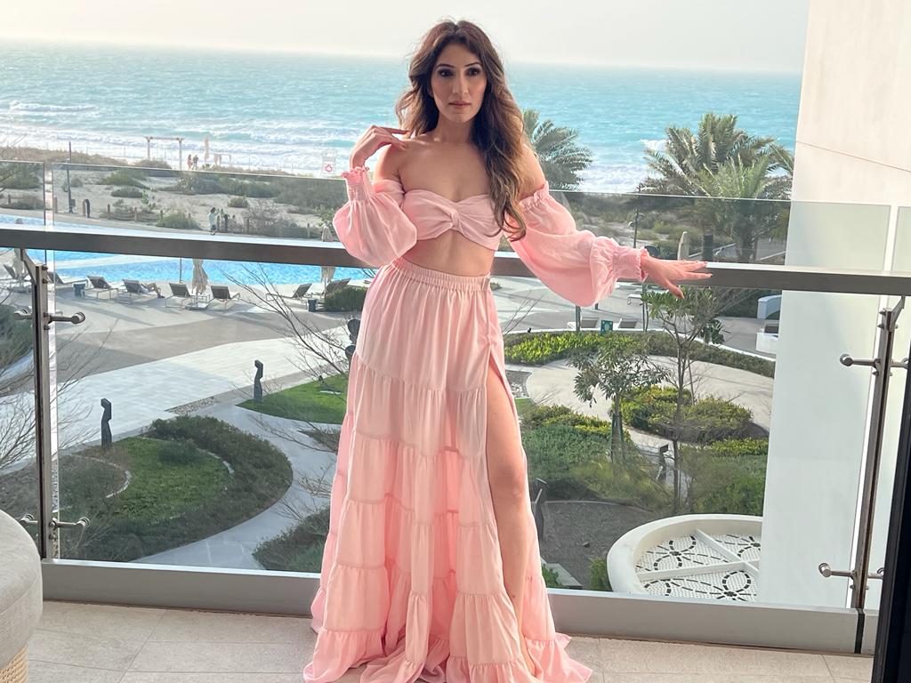 Blush pink gathered skirt with bustier