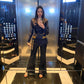 Black sequence with gold appliqué blazer set